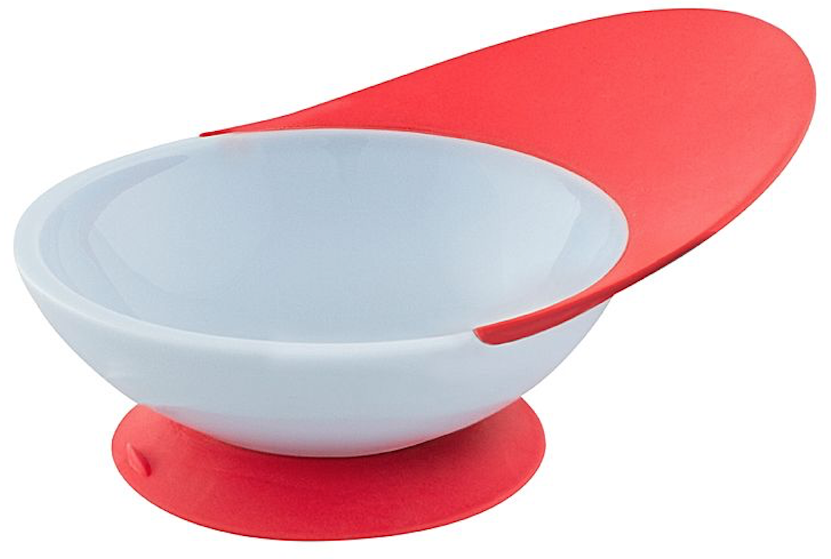 Catch bowl - Your little one insists that they must feed themselves but the resulting scene is complete mess and chaos with most of dinner ending up in their lap and not in their mouth? These fantastic catch bowls funnel runaway food back onto the plate and they even have a suction base to stick to the highchair or table.